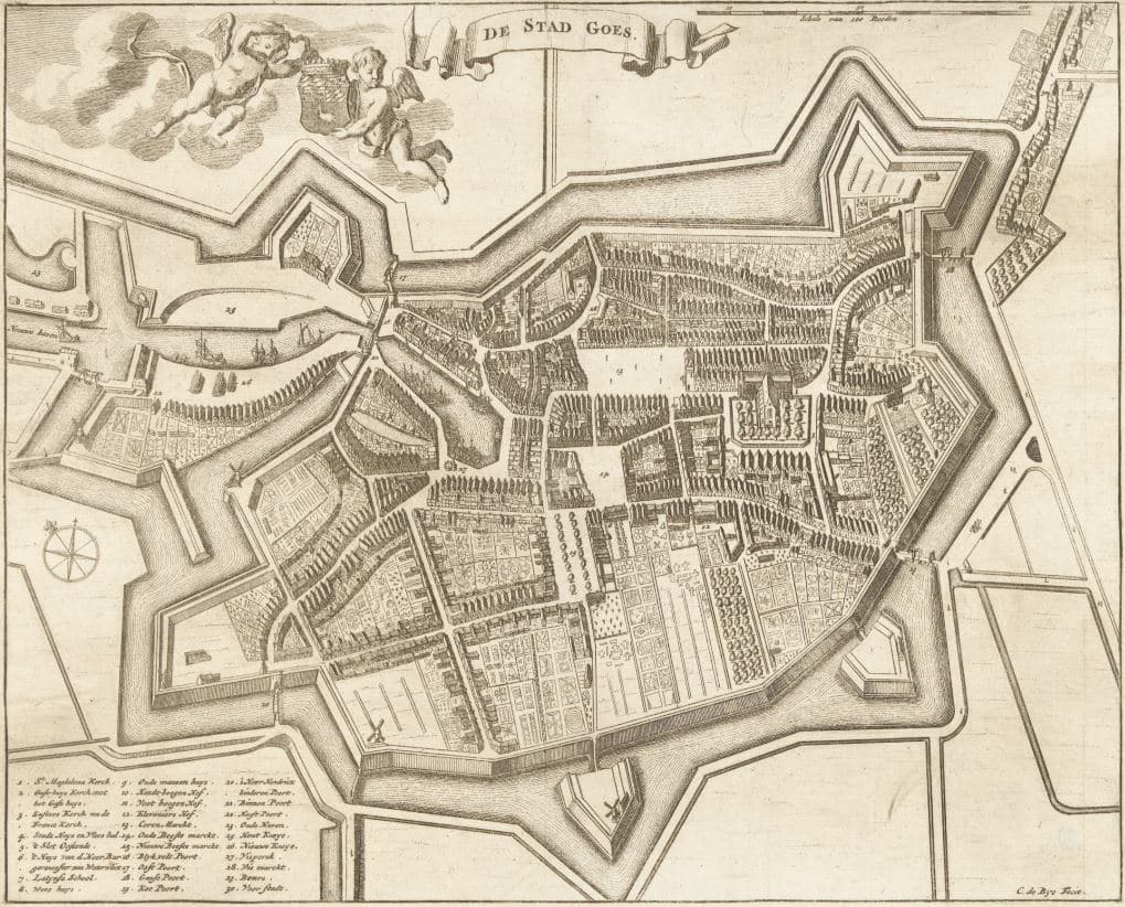 Knipsel origineel Goes, C. de Bye 1696