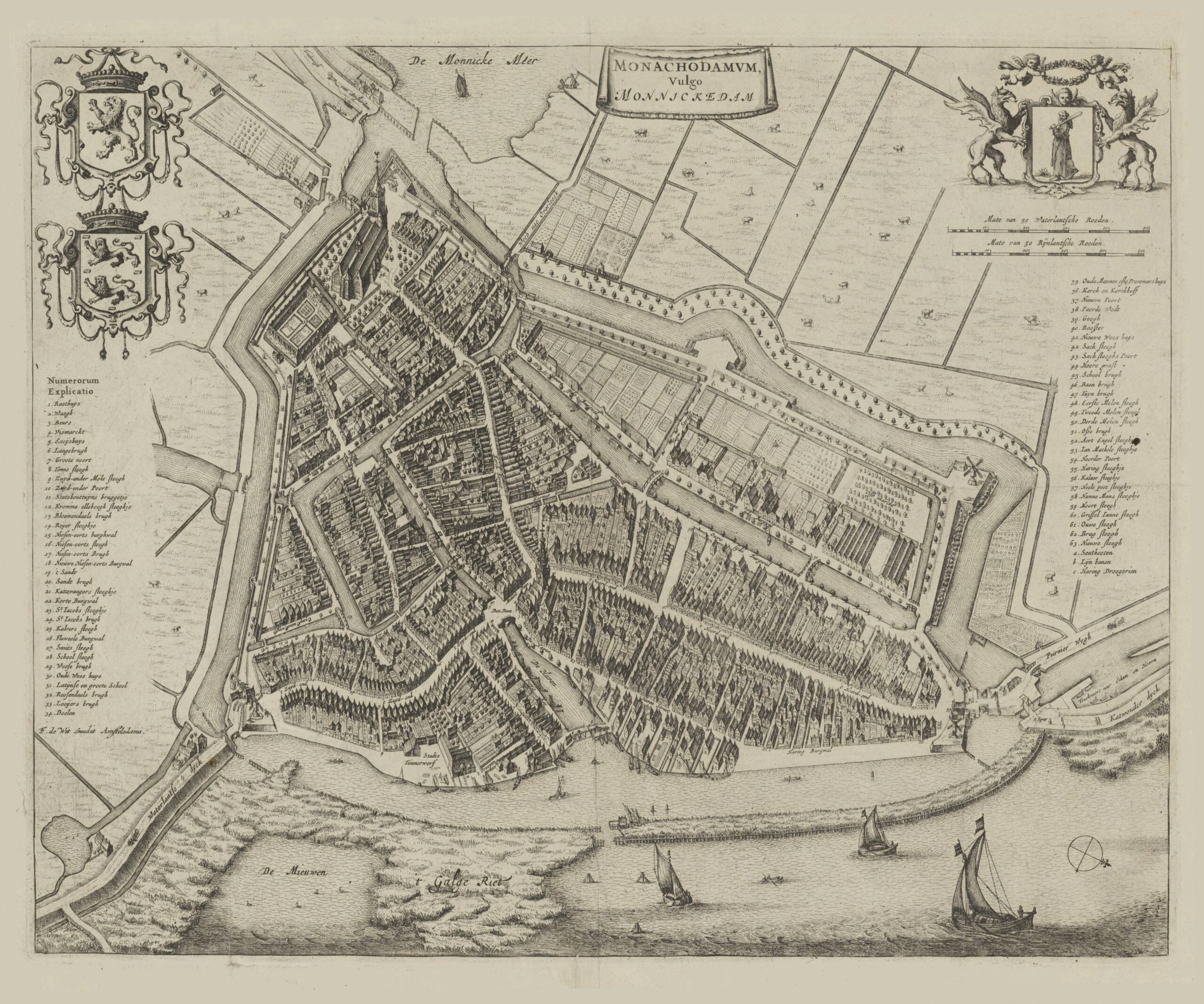 Monnikkendam 1698 Atlas De Witt basis